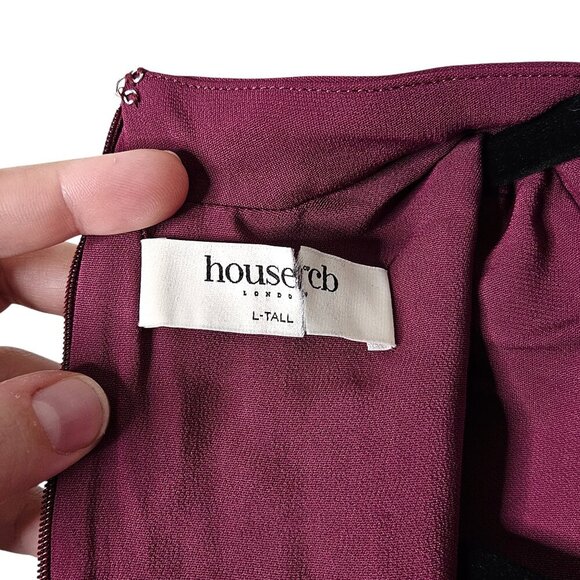 House of CB Alia Mulberry Red‎ Purple Short Sleeve Mini Dress Size L Tall - Picture 5 of 13